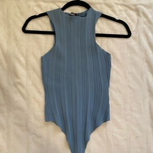 Small Blue Bodysuit with Ribbed Detailing